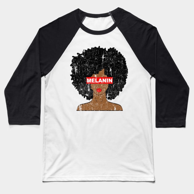 Melanin Afro Woman Baseball T-Shirt by blackartmattersshop